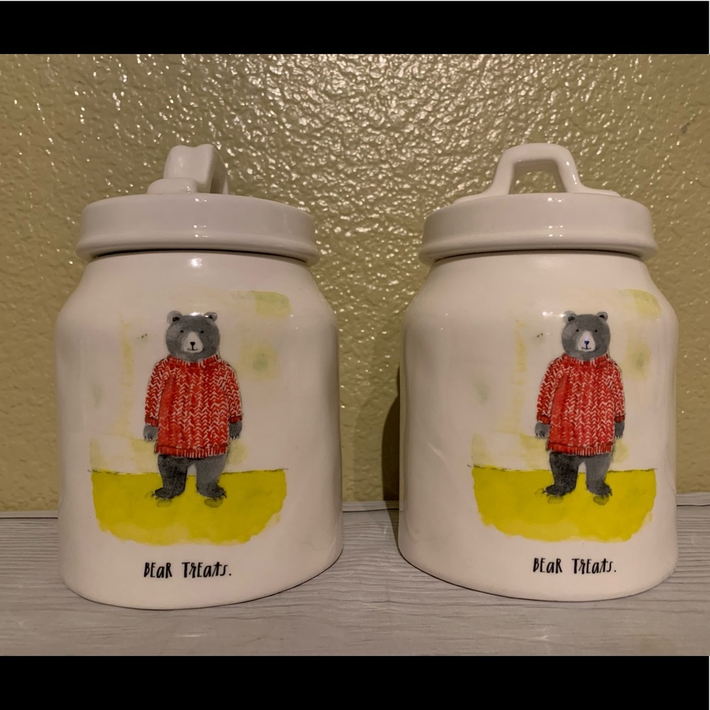 NWOT Rae Dunn Artisan Collection Bear 🐻 Treats Canister 2pc Set